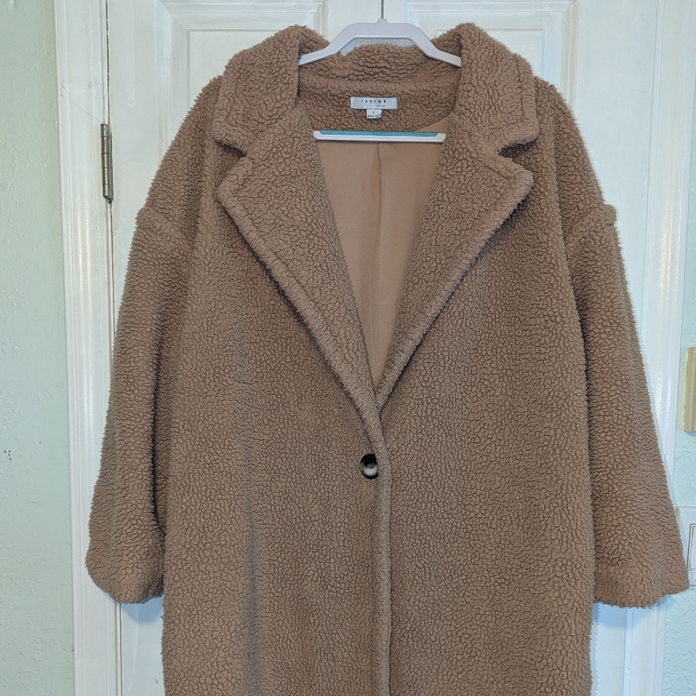 Cozy Tan Oversized Teddy Coat